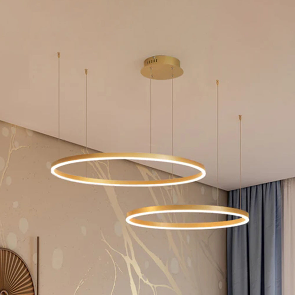 Zorin Suspension Anneau Moderne Métal Noir/Doré/Café Salon-Cielum