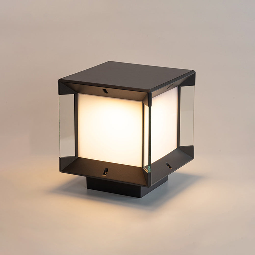 Ray Lampe de Poteau Rectangulaire Moderne, Métal/Verre, Noir/Or, Balcon