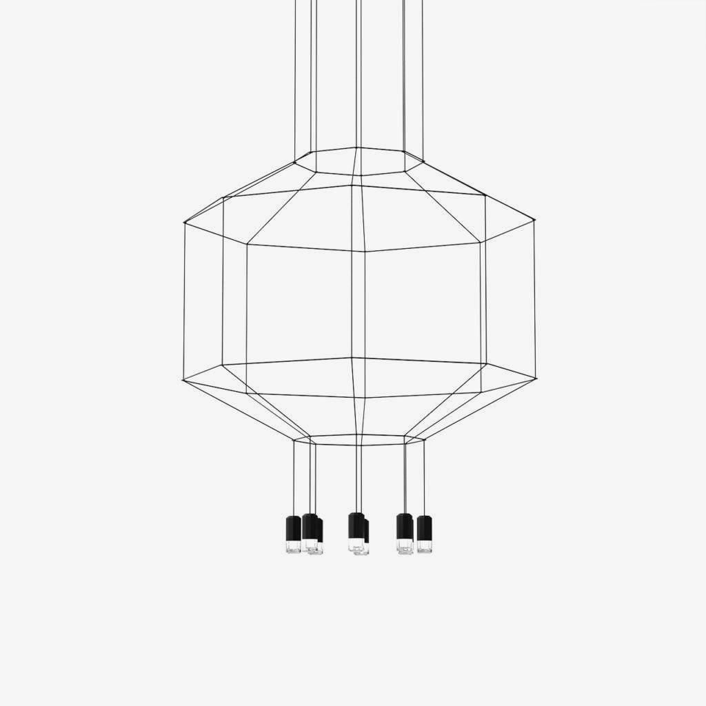 Quineira Suspension Géométrique en Fil Noir LED