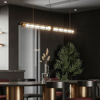 Ray Suspension Linéaire Moderne, Métal/Verre, Doré, Salon