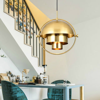 Arisha Luminaires Suspension LED Anneau Rétro Métal Chrome/Or Salon