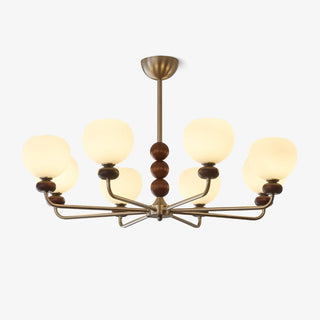 Vilorira Lustre Classique Orbe Bois Noyer Verre Traditionnel