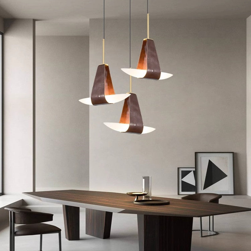 Valentina Suspension Luminaire Industrielle Rouge Verre Métal Salon