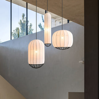 Ritta Suspension Vintage, Métal/Tissu, Blanc/Noir, Salon