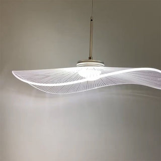 Arisha Suspension Feuille de lotus Contemporaine, Métal/Acrylique, Blanc, Salle de Séjour/Chambre à Coucher