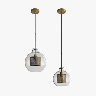 Vorinor Suspension Globe/Cylindre Moderne. Métal/Verre. Doré/Argent. Salon-Luire