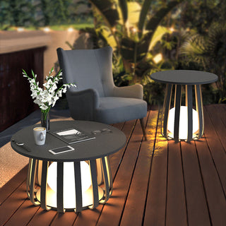 Ray Lampadaire Table Moderne, Métal, Noir, Extérieur