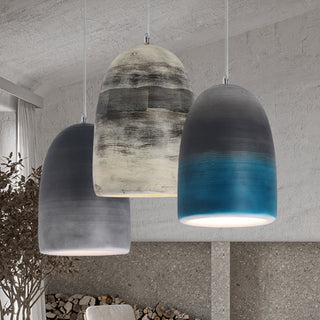 Arisha Suspension Pot Naturelle, Résine/Acrylique, Bleu/Noir/Gris, Chambre