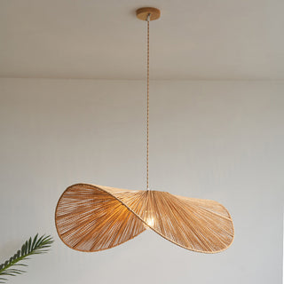 Ritta Twine Suspension Ronde Naturelle, Métal/Rotin, Marron/Beige, Cuisine/Bureau
