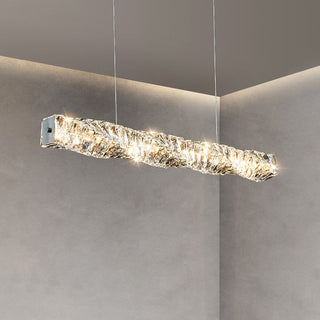 Kristy Suspension Linéaire Simple, Acier/Cristal, Or/Argent, Bar/Cuisine