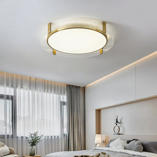 Arisha Plafonnier Rond Moderne, Cuivre/Verre, Doré, Salon