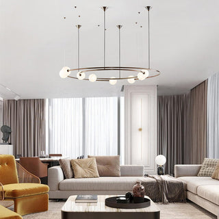 Valentina Suspension Anneau Moderne, Métal/Verre, Noir/Doré, Salon