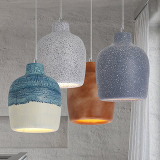 Avi Suspension Pot Retro, Résine/Acrylique, Gris/Blanc, Salon