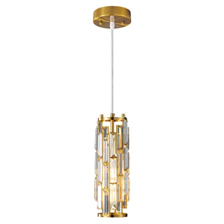 Kristy Suspension Cylindre/Multi Cristal, Métal/Cristal, Doré/Noir, Salon