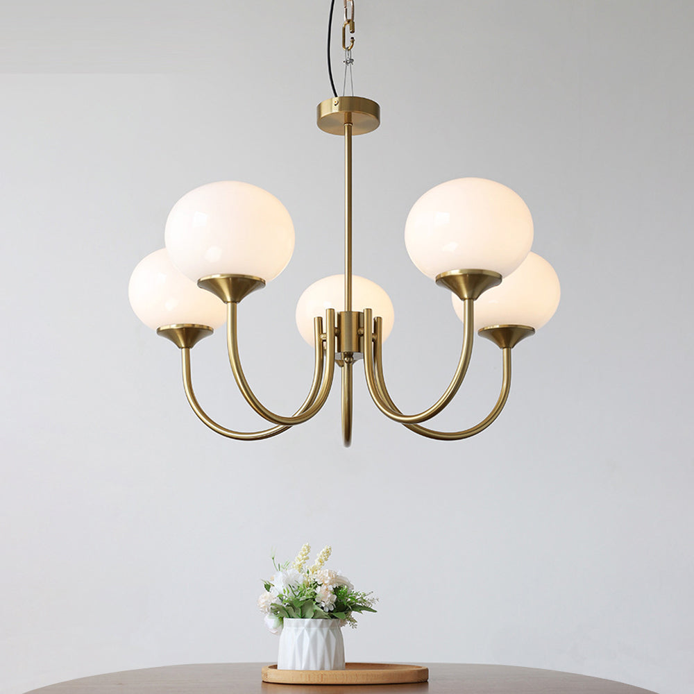 Valentina Lustre Boule Classique, Métal/Verre, Blanc/Rose/Beige, Bureau/Salon