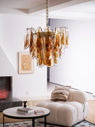 Aurora Lustre Ambre Feuille Verre Superposé Organique Chaleur
