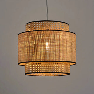 Ritta Suspension Cylindre Naturelle, Metal/Rotin, Bois, Salon