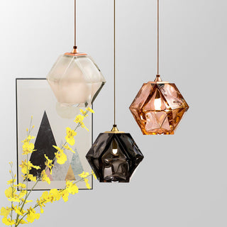 Valentina Polyèdre LED Suspension Métal Verre Cuisine Chambre à Coucher