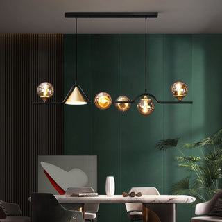 Ray Moderne LED Suspension Noir/Or Verre Salon/Chambre à Coucher