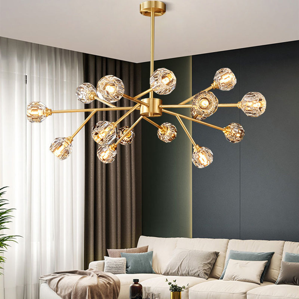 Valentina Luminaires Suspensions Multi Balle Moderne Cuivre/Cristal Noir/Doré Salon/Salle à Manger
