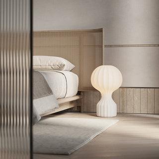Ritta Lampe de Table Simple, Métal/Soie, Blanc, Chambre à Coucher