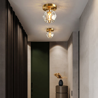 Kristy Plafonnier Diamant Cristal, Métal/Cristal, Doré, Salon