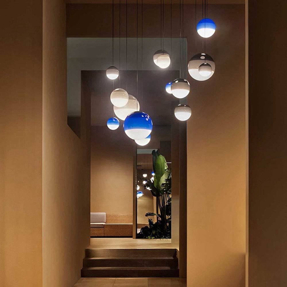 Vioxa Suspension Bulle Moderne Verre. Noir/Gris/Bleu/Rose. Salon-Cielum
