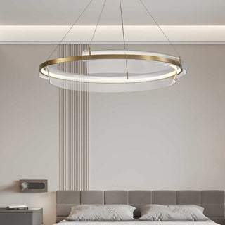 Arisha Suspension Ronde Moderne, Métal/Acrylique, Doré, Salon/Chambre à Coucher