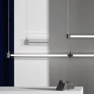 Ray Suspension Linéaire Classique, Métal/Verre, Blanc, Salle à Manger/Chevet