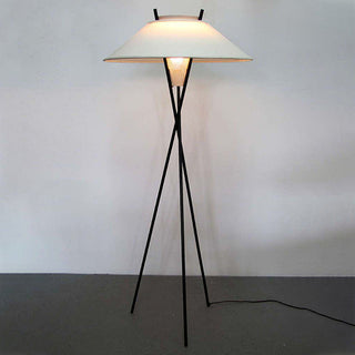 Arisha Lampadaire Trépied Simple, Métal/Tissu, Blanc, Chambre/Salon