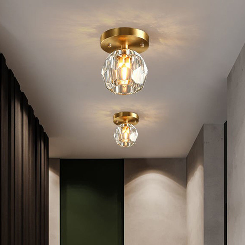 Kristy Plafonnier Diamant Cristal, Métal/Cristal, Doré, Salon