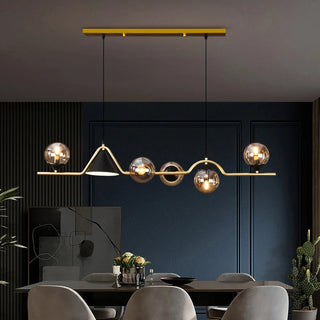 Ray Moderne LED Suspension Noir/Or Verre Salon/Chambre à Coucher