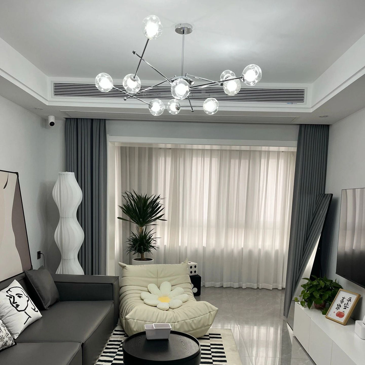 Valentina Moderne LED Lustre Chromé Verre Salon/Chambre À Coucher