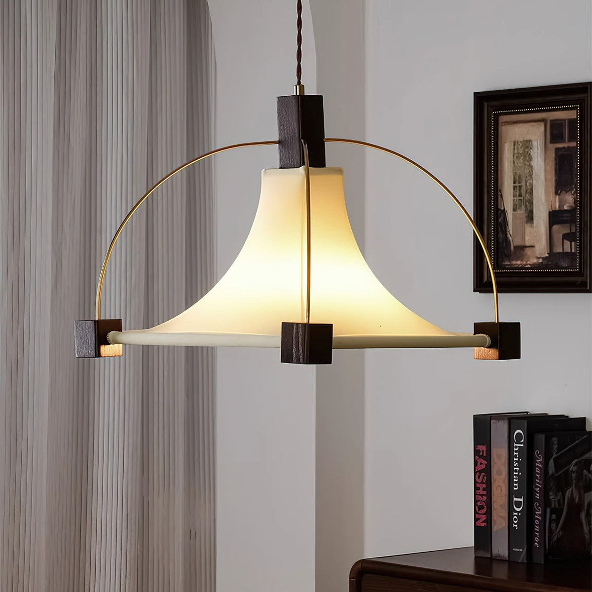 Another angle of the light in a living room, showing scale