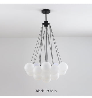 Valentina Lustre Globe Modenre, Fer/Verre, Noir/Blanc, Salon