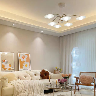 Arisha Suspension Fleur Art Déco,  Métal/Verre, Blanc, Salon