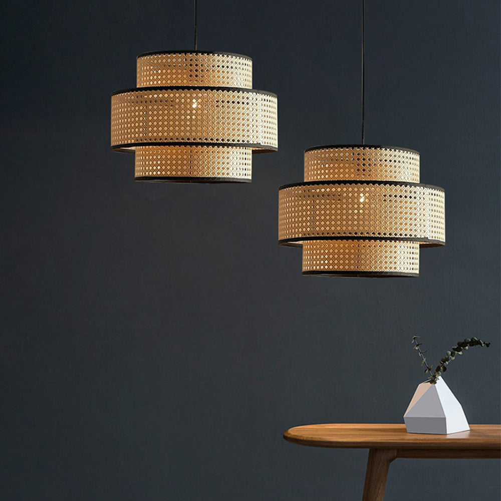 Ritta Suspension Cylindre Moderne, Métal/Acrylique, Bois, Salon