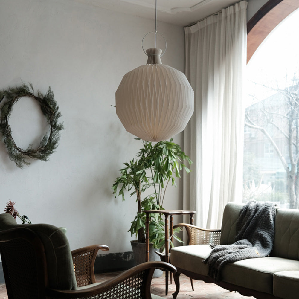 Ritta Suspension Globe Moderne, Metal/Papier, Blanc, Salon