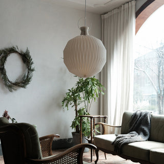 Ritta Suspension Globe Moderne, Metal/Papier, Blanc, Salon