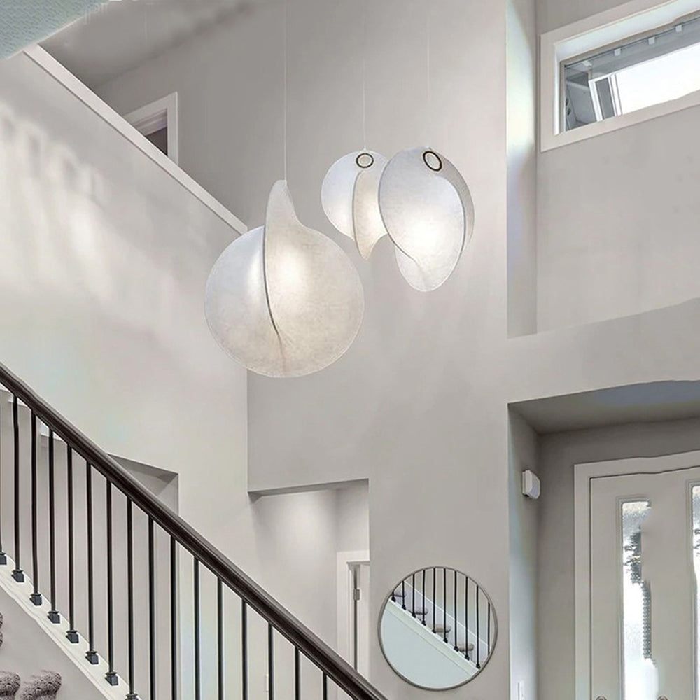 Ritta Suspension Boule Moderne, Métal/Soie, Blanc, Salon/Chambre à Coucher