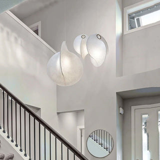 Ritta Suspension Boule Moderne, Métal/Soie, Blanc, Salon/Chambre à Coucher
