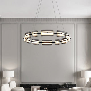 Arisha Suspension Anneau Simple, Cuivre/Verre, Noir/Or, Salon/Chambre