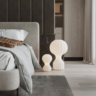 Ritta Lampe de Table Simple, Métal/Soie, Blanc, Chambre à Coucher