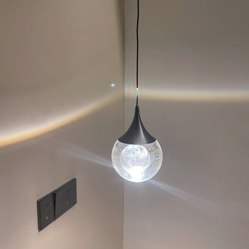 Aria Suspension Globe Inhabituel, Métal/Cristal, Noir/Blanc, Chevet/Salon