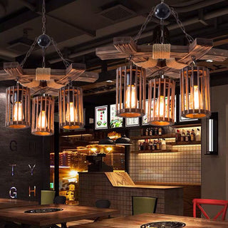 Epoch Moderne Rétro LED Lustre Bois Salon/Salle À Manger/Bar
