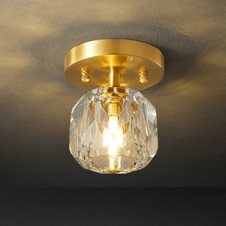 Kristy Plafonnier Diamant Cristal, Métal/Cristal, Doré, Salon