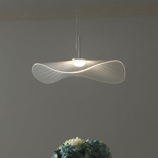 Arisha Suspension Feuille de lotus Contemporaine, Métal/Acrylique, Blanc, Salle de Séjour/Chambre à Coucher