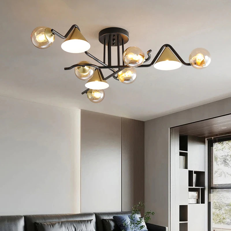 Arisha Design LED Plafonnier Métal/Verre Salon/Chambre à Coucher
