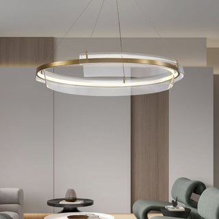 Arisha Suspension Ronde Moderne, Métal/Acrylique, Doré, Salon/Chambre à Coucher