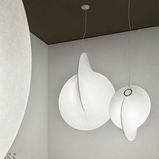 Ritta Suspension Boule Moderne, Métal/Soie, Blanc, Salon/Chambre à Coucher
